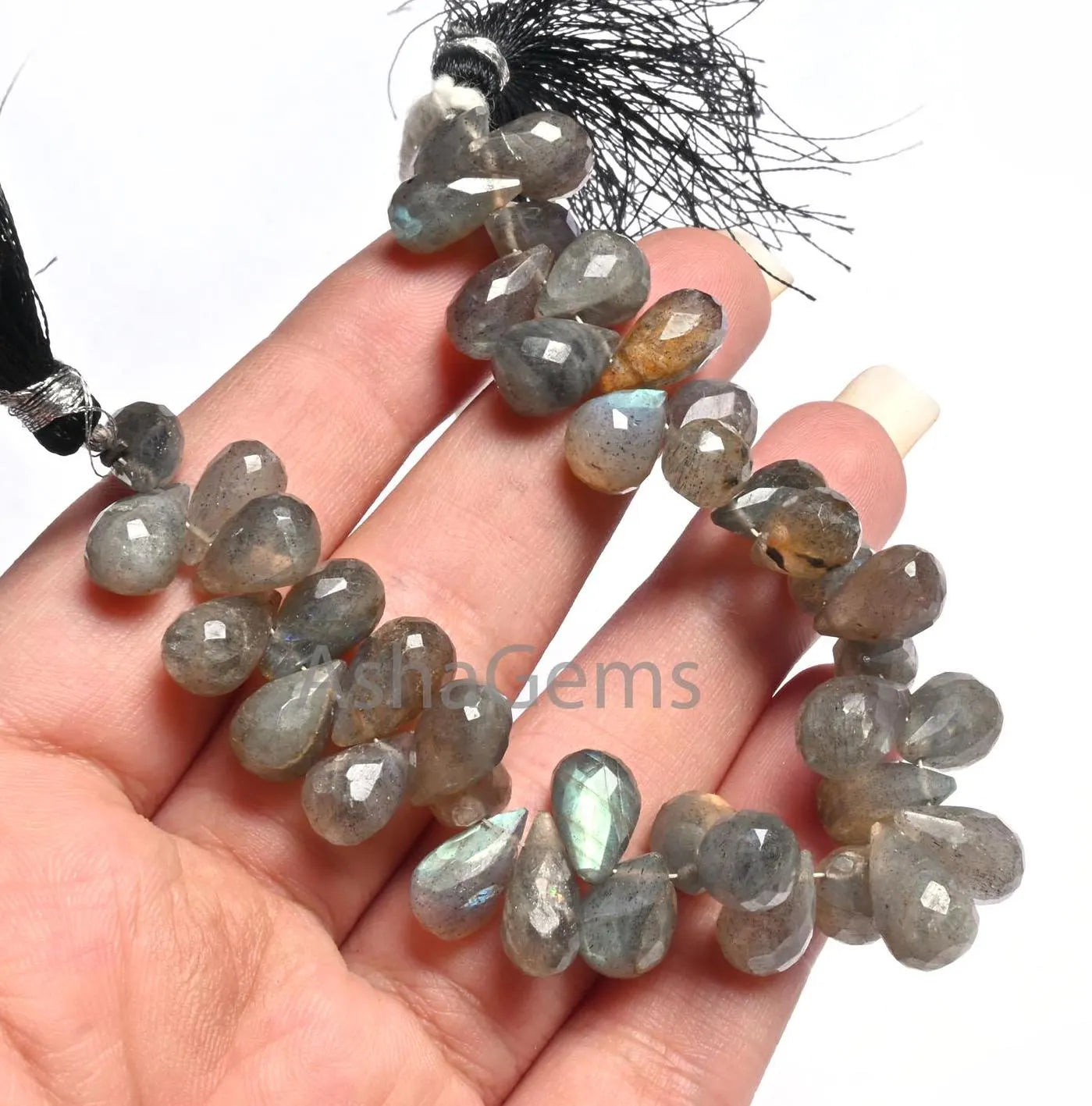 Multi Flash labradorite Faceted Drop Shape Beads, Natural Fire Labradorite Beads, Black rainbow Side Drill Teardrop Briolette Beads Jewelry (AG 18606)