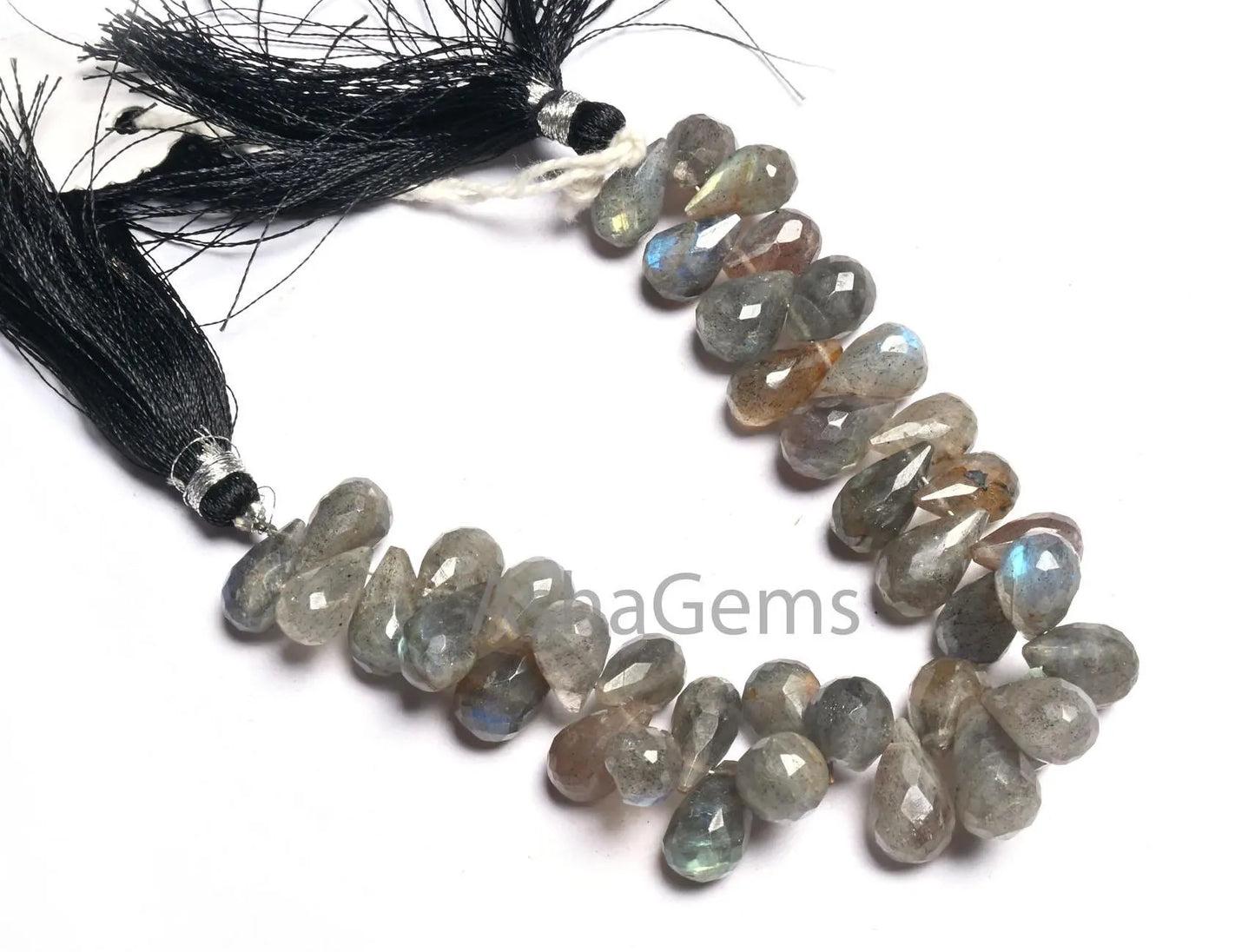 Multi Flash labradorite Faceted Drop Shape Beads, Natural Fire Labradorite Beads, Black rainbow Side Drill Teardrop Briolette Beads Jewelry (AG 18606)