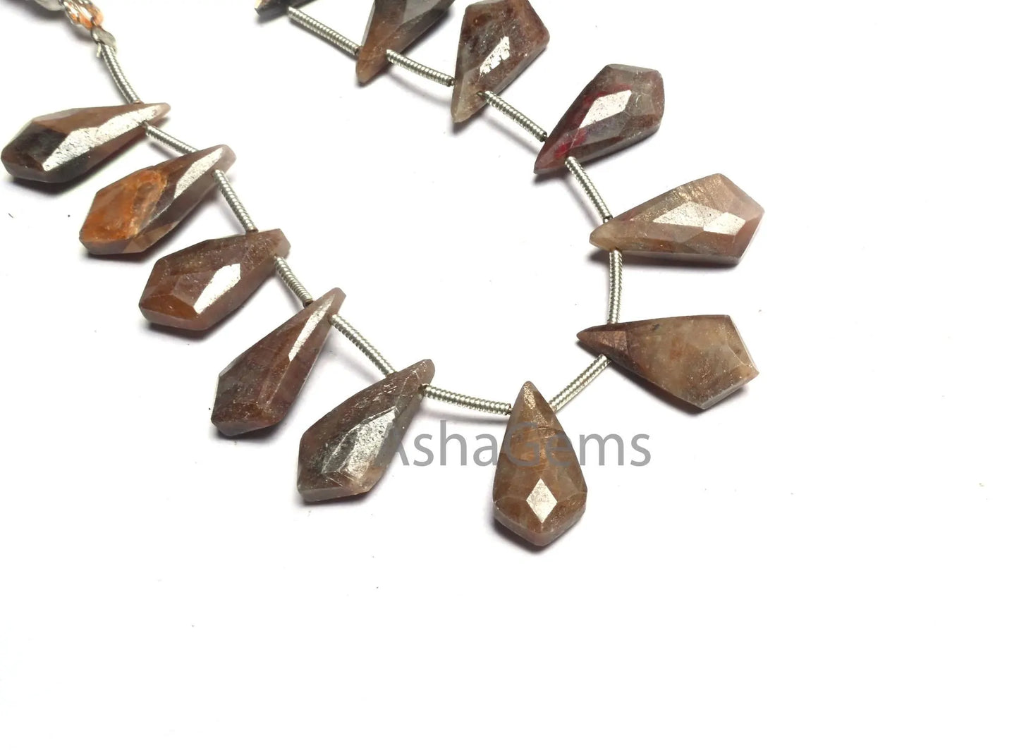 Beautiful Jasper fancy 4 corner pear style Long Gemstone Beads,8.5-17mm Shaded Brown Jasper Side Drill Briolette faceted natural Jasper Bead (AG 18615)