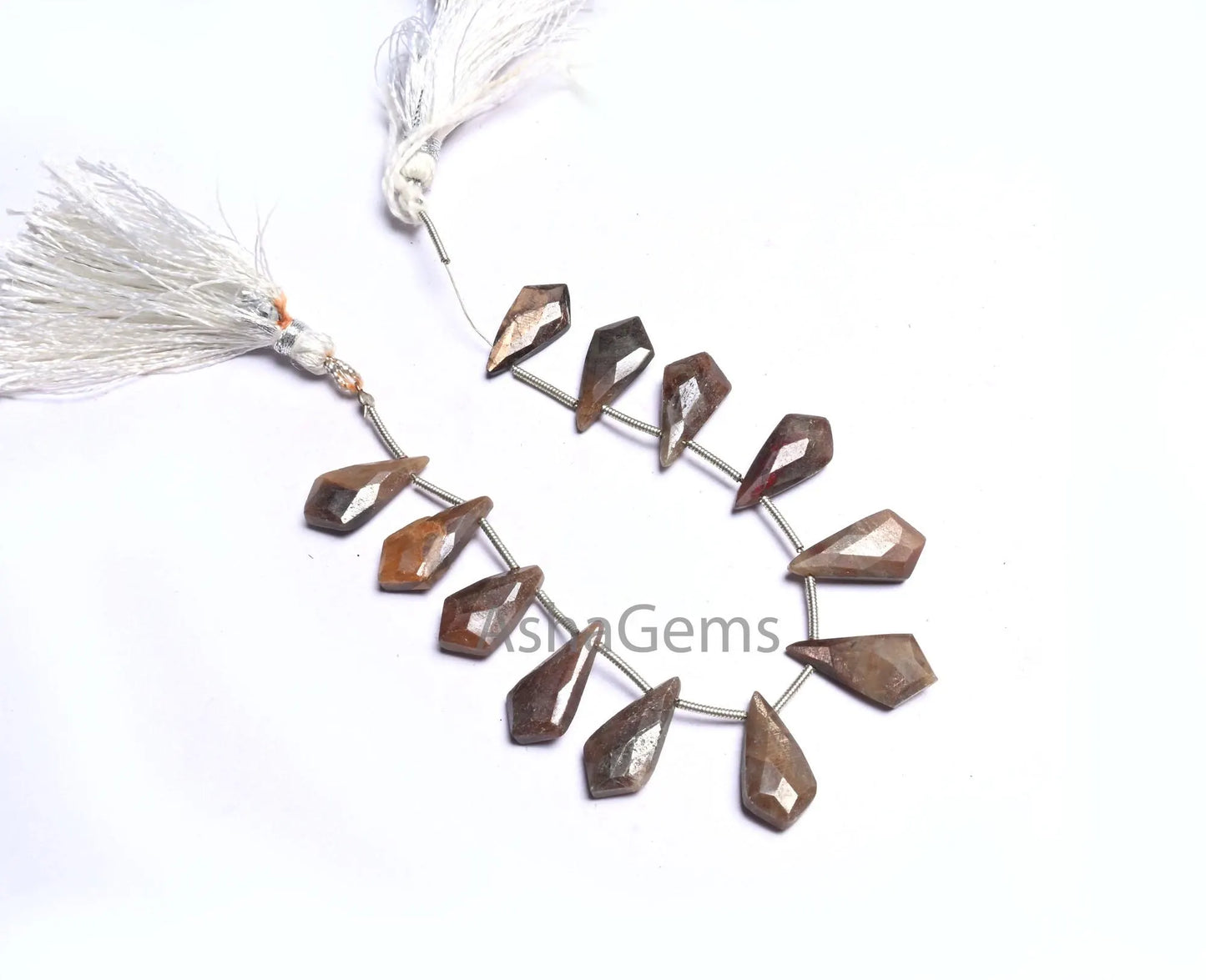 Beautiful Jasper fancy 4 corner pear style Long Gemstone Beads,8.5-17mm Shaded Brown Jasper Side Drill Briolette faceted natural Jasper Bead (AG 18615)