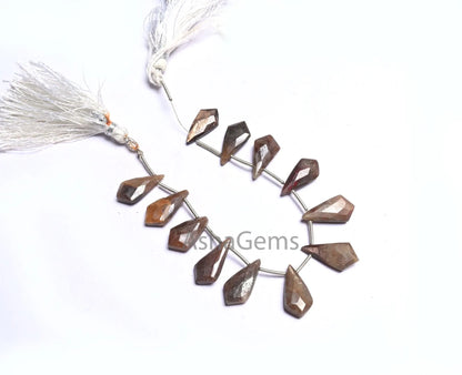 Beautiful Jasper fancy 4 corner pear style Long Gemstone Beads,8.5-17mm Shaded Brown Jasper Side Drill Briolette faceted natural Jasper Bead (AG 18615)