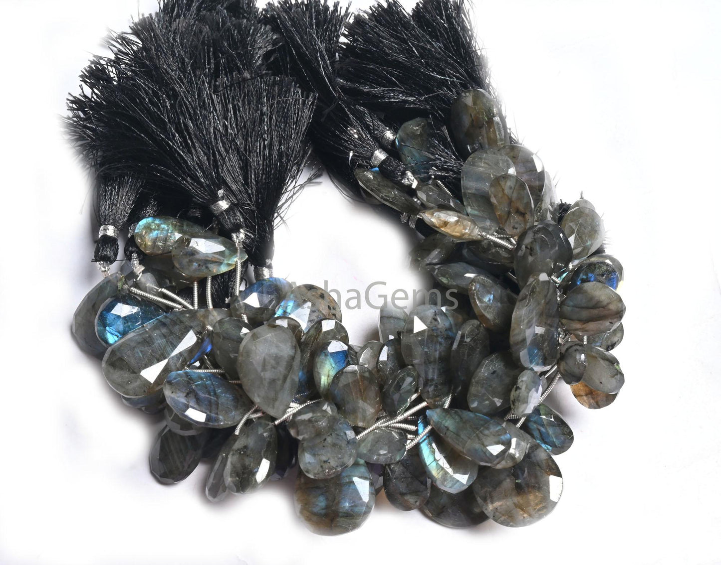 Beautiful Flashy Labradorite Faceted Pears beads, Natural Multi Blue Fire labradorite Teardrop Black rainbow Briolette Beads Jewelry makings (AG 18646)