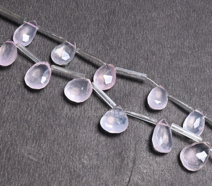 Natural Rose Quartz Faceted Pear Shape Beads,7.5" Fine Pink Quartz Teardrop Briolette Gemstone Loose Rose Quartz Beads Jewelry making Crafts(AG 18669)