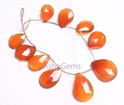 Beautiful Honey Brown Chalcedony faceted Pears Beads, Fine Shaded Chalcedony Fancy Handmade Teardrop Briolette Chalcedony Bead Jewelry Craft(AG 18672)