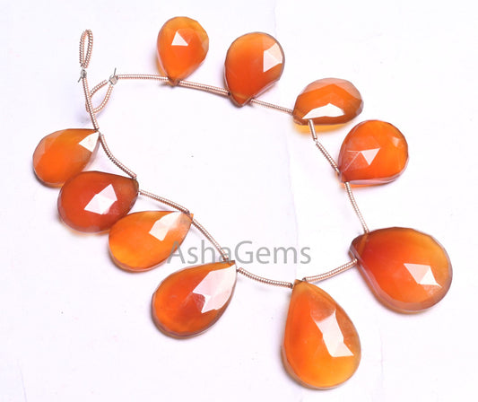 Beautiful Honey Brown Chalcedony faceted Pears Beads, Fine Shaded Chalcedony Fancy Handmade Teardrop Briolette Chalcedony Bead Jewelry Craft(AG 18672)