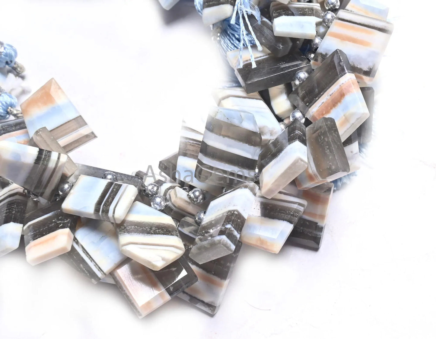 Blue Boulder Opal Fancy Faceted Flat Nugget Beads,8" Boulder Opal Uneven Slice Shape Briolette Side Drill Fancy opal Bead Jewelry Craft SALE (AG  18679 )