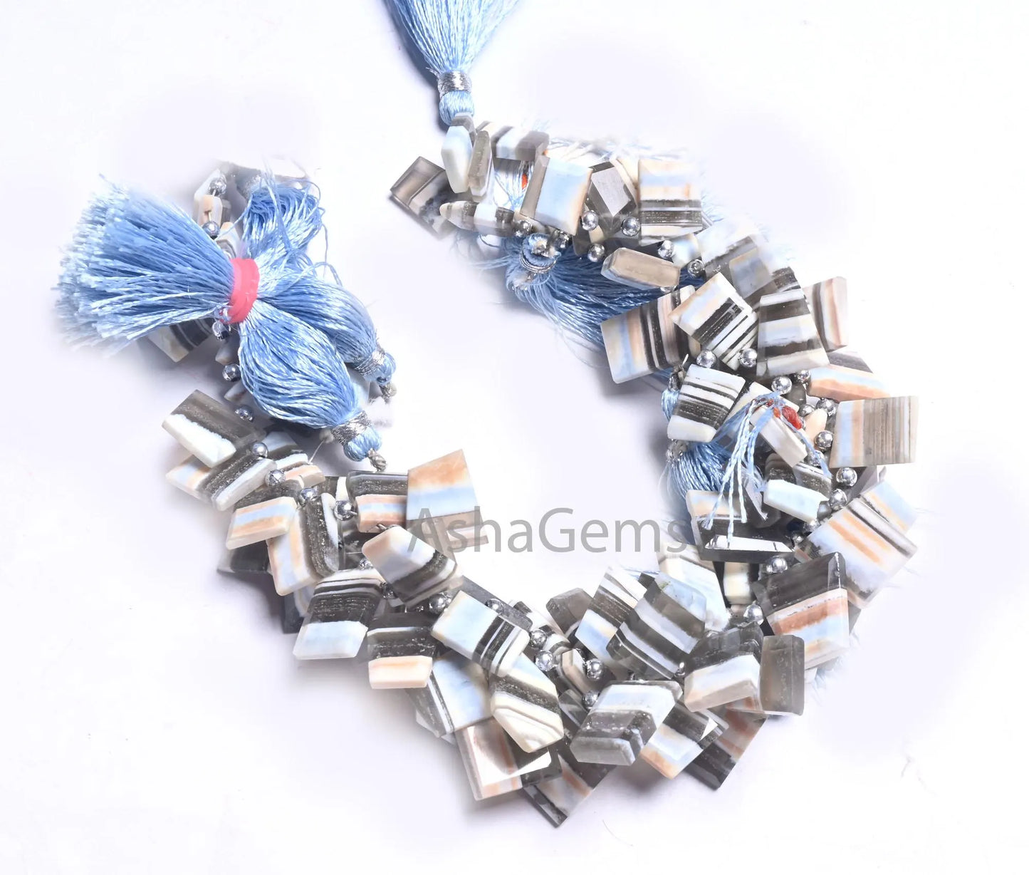 Blue Boulder Opal Fancy Faceted Flat Nugget Beads,8" Boulder Opal Uneven Slice Shape Briolette Side Drill Fancy opal Bead Jewelry Craft SALE (AG  18679 )