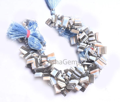 Blue Boulder Opal Fancy Faceted Flat Nugget Beads,8" Boulder Opal Uneven Slice Shape Briolette Side Drill Fancy opal Bead Jewelry Craft SALE (AG  18679 )