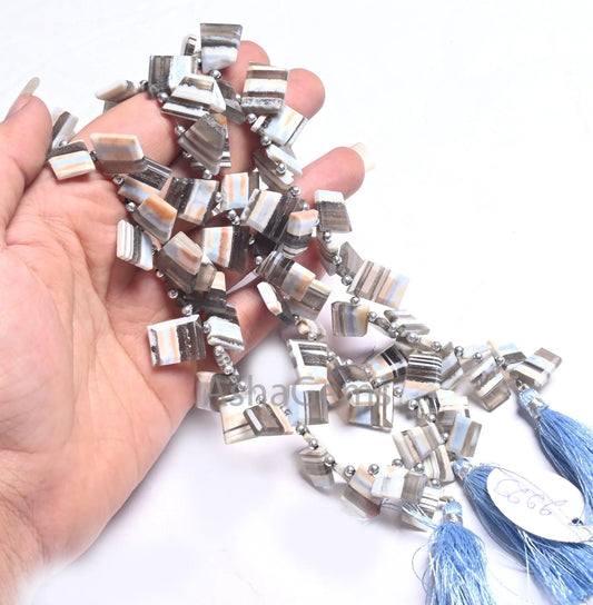Blue Boulder Opal Fancy Faceted Flat Nugget Beads,8" Boulder Opal Uneven Slice Shape Briolette Side Drill Fancy opal Bead Jewelry Craft SALE (AG  18679 )