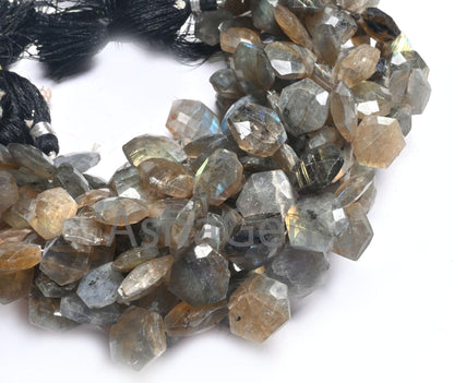 Natural Flash Labradorite Fancy Hexagon Shape Gemstone Beads,8" Multi Fire labradorite Faceted Checker cut Briolette Bead Jewelry Craft SALE (AG 18680)