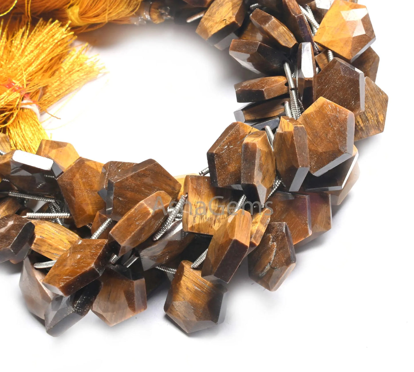 Beautiful Tiger Eye Fancy 5 Corner Heart Shape faceted Beads,8" Strand Tiger Eye fancy Briolette Side Drill Gemstone Bead Jewelry Craft SALE(AG 18681)