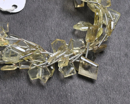 Beautiful Lemon Quartz fancy Flat Slice Shape faceted Beads, Fine Natural Lemon Uneven Shape Nugget Side Drill Gemstone Beads Jewelry Crafts(AG 18682)