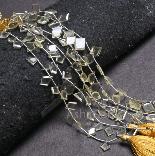 Beautiful Lemon Quartz fancy Flat Slice Shape faceted Beads, Fine Natural Lemon Uneven Shape Nugget Side Drill Gemstone Beads Jewelry Crafts(AG 18682)