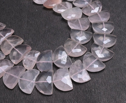 Natural Pink Rose Quartz Fancy D Shape faceted Beads,9" Strand Rose Quartz Fancy Briolette Checker Cut Gemstone Half Moon Bead Jewelry Craft (AG 18684 )