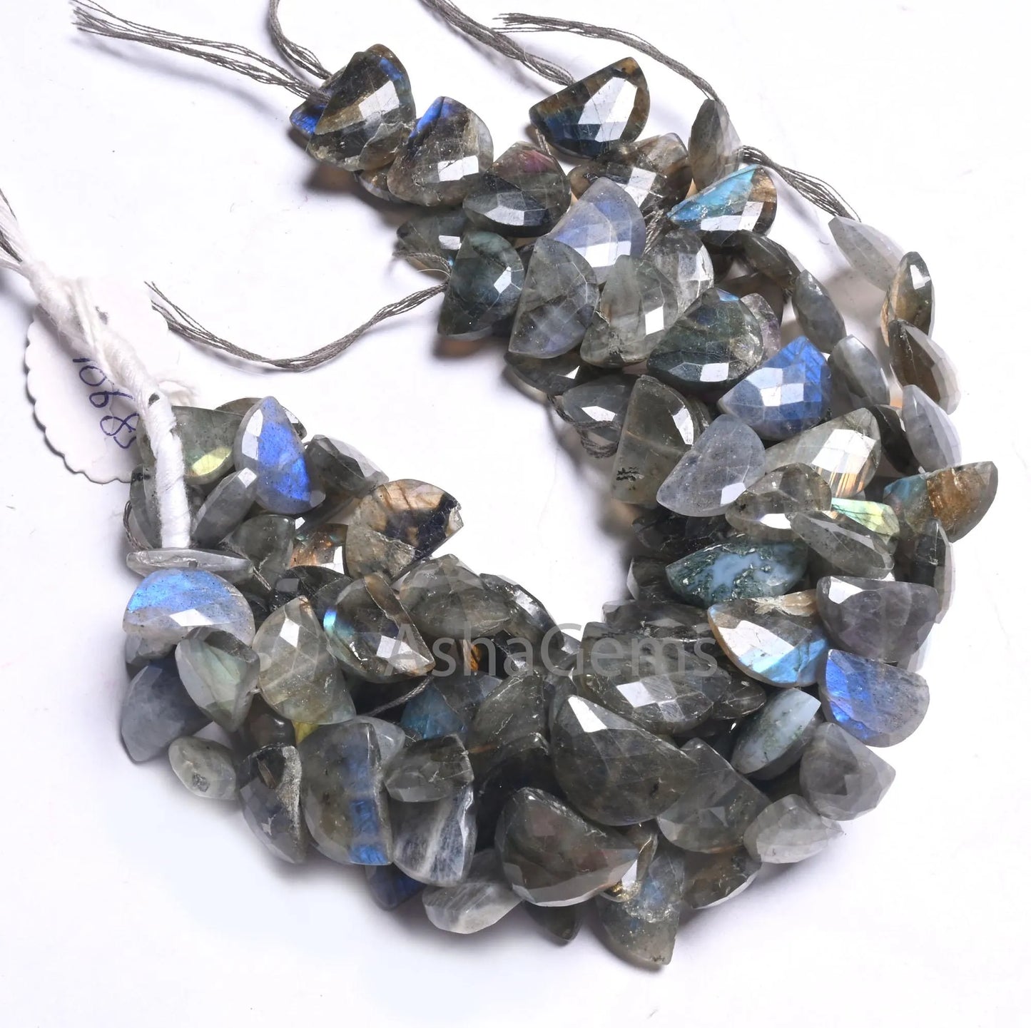 Natural Flash Labradorite Fancy D Shape Faceted Gemstone Beads,8" Strand Black rainbow half Moon Briolette T Drill labradorite Beads Jewelry(AG 18685)