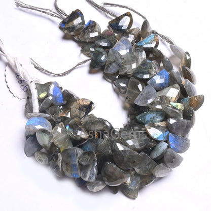 Natural Flash Labradorite Fancy D Shape Faceted Gemstone Beads,8" Strand Black rainbow half Moon Briolette T Drill labradorite Beads Jewelry(AG 18685)