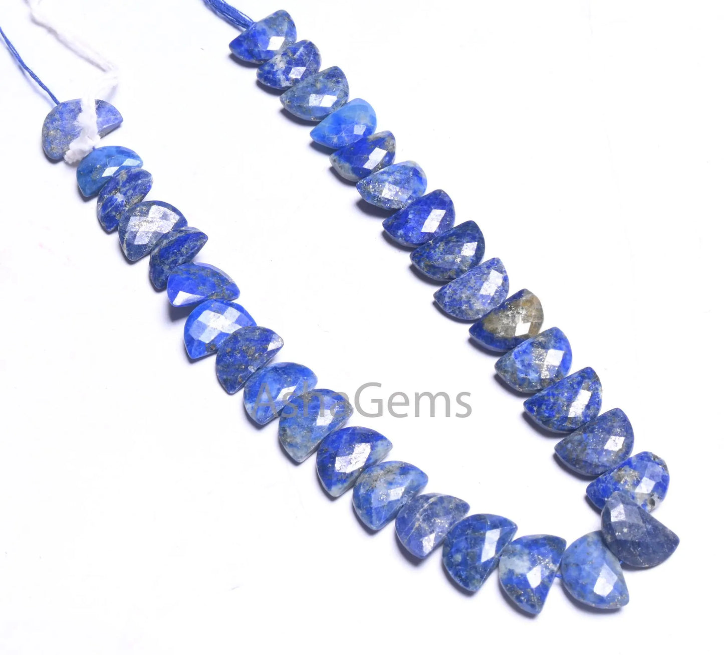 Natural Lapis Lazuli Faceted D Shape Gemstone Loose Beads,9.5" Lapis Fancy Half Moon Briolette Checker Cut Beads Jewelry makings Crafts SALE (AG 18694)