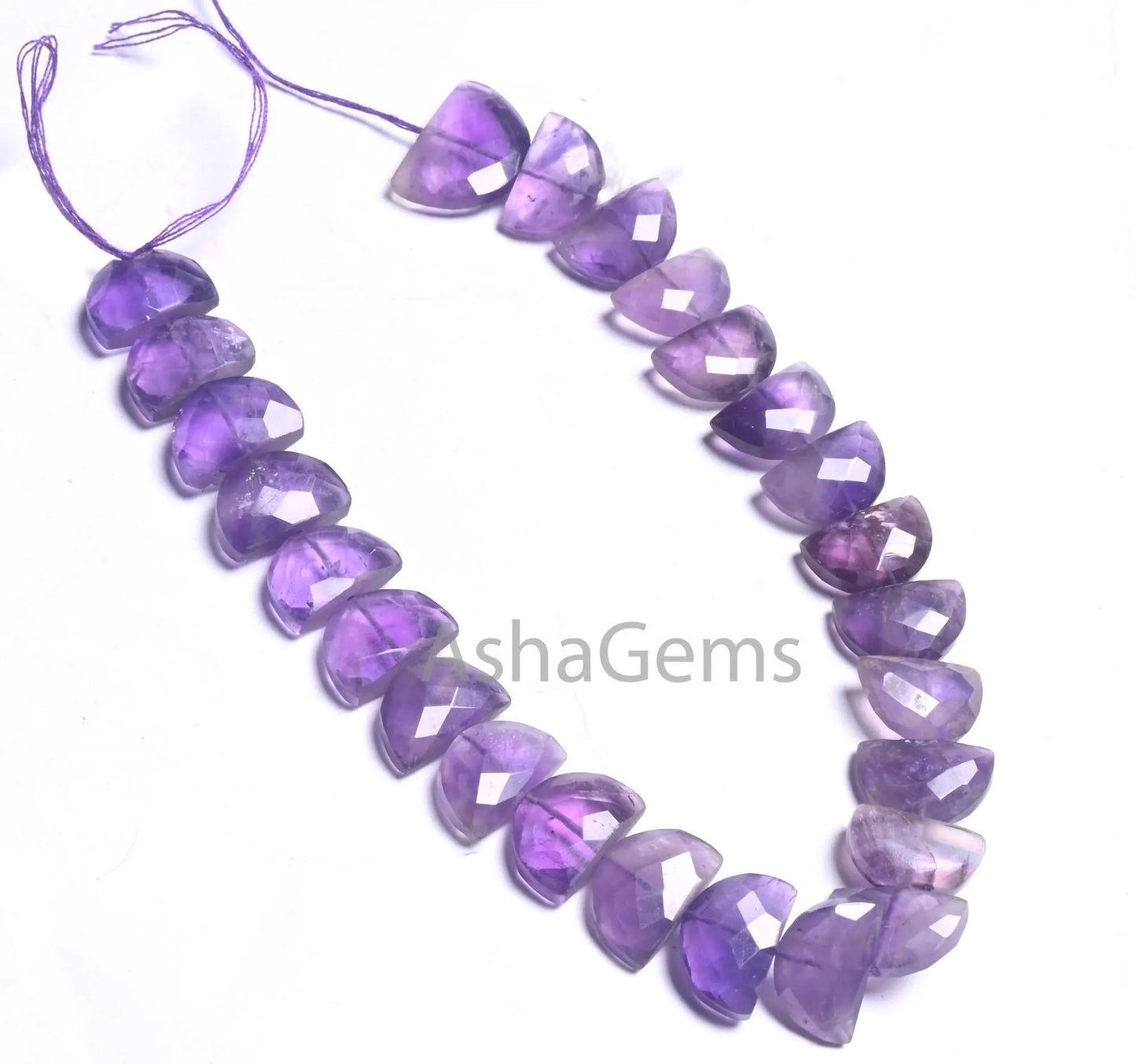 8" Strand Natural Purple Amethyst Fancy D Shape faceted Beads, African Amethyst Half Moon Briolette Checker Cut Gemstone Beads Jewelry Craft(AG 18696)