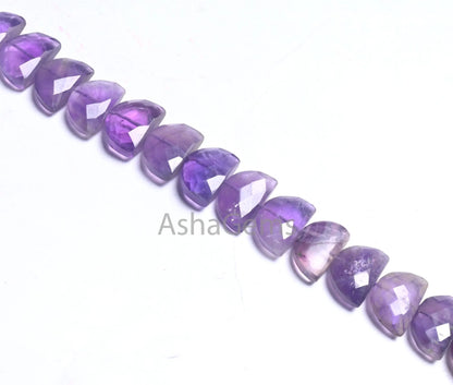 8" Strand Natural Purple Amethyst Fancy D Shape faceted Beads, African Amethyst Half Moon Briolette Checker Cut Gemstone Beads Jewelry Craft(AG 18696)