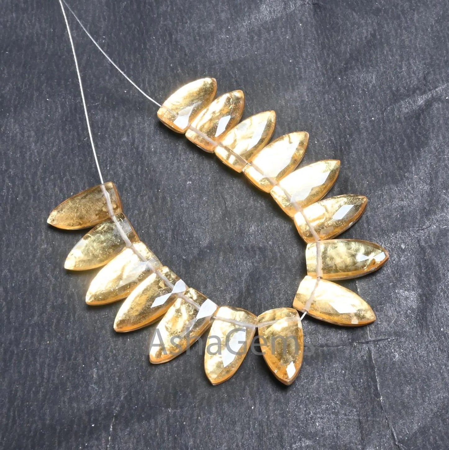 Beautiful Quartz Gold Foil Doublet Fancy Arrow Shape Gemstone Beads, AAA Quality Crystal Doublet Fancy Handmade Side Drill Bead Jewelry SALE(AG 18703 )