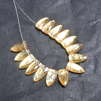 Beautiful Quartz Gold Foil Doublet Fancy Arrow Shape Gemstone Beads, AAA Quality Crystal Doublet Fancy Handmade Side Drill Bead Jewelry SALE(AG 18703 )