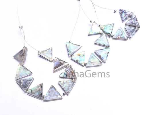 Fine Quality Abalone Shell Pearl quartz Doublet Triangle Shape Beads,12.5-14 mm Doublet Crystal fancy Trillion Gemstone Beads Jewelry Crafts (18710)