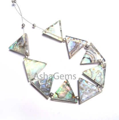 Fine Quality Abalone Shell Pearl quartz Doublet Triangle Shape Beads,12.5-14 mm Doublet Crystal fancy Trillion Gemstone Beads Jewelry Crafts (18710)