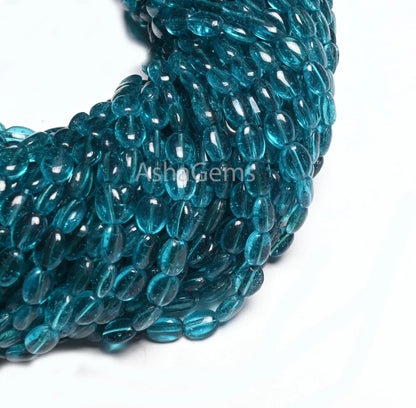13" Strand Fine Quality Neon Blue Color Hydro Smooth Oval Shape Handmade Beads,5.5-7 mm Blue Hydro Plain Oval Bead Jewelry Making Craft SALE (AG 22407)