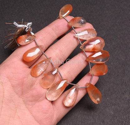 Beautiful Lepidocrocite Faceted Pears Gemstone Beads,8" Shaded Natural Lepidocrocite Big Size Teardrop Briolette Lepidocrocite Beads Jewelry (AG 18499)