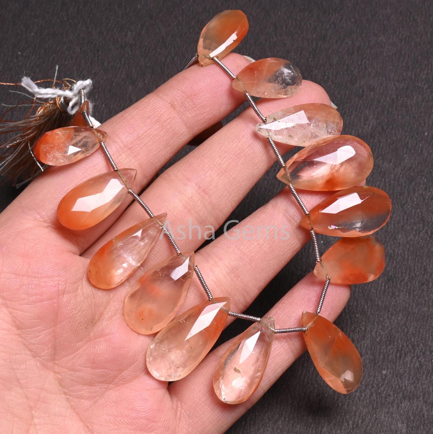 Beautiful Lepidocrocite Faceted Pears Gemstone Beads,8" Shaded Natural Lepidocrocite Big Size Teardrop Briolette Lepidocrocite Beads Jewelry (AG 18499)