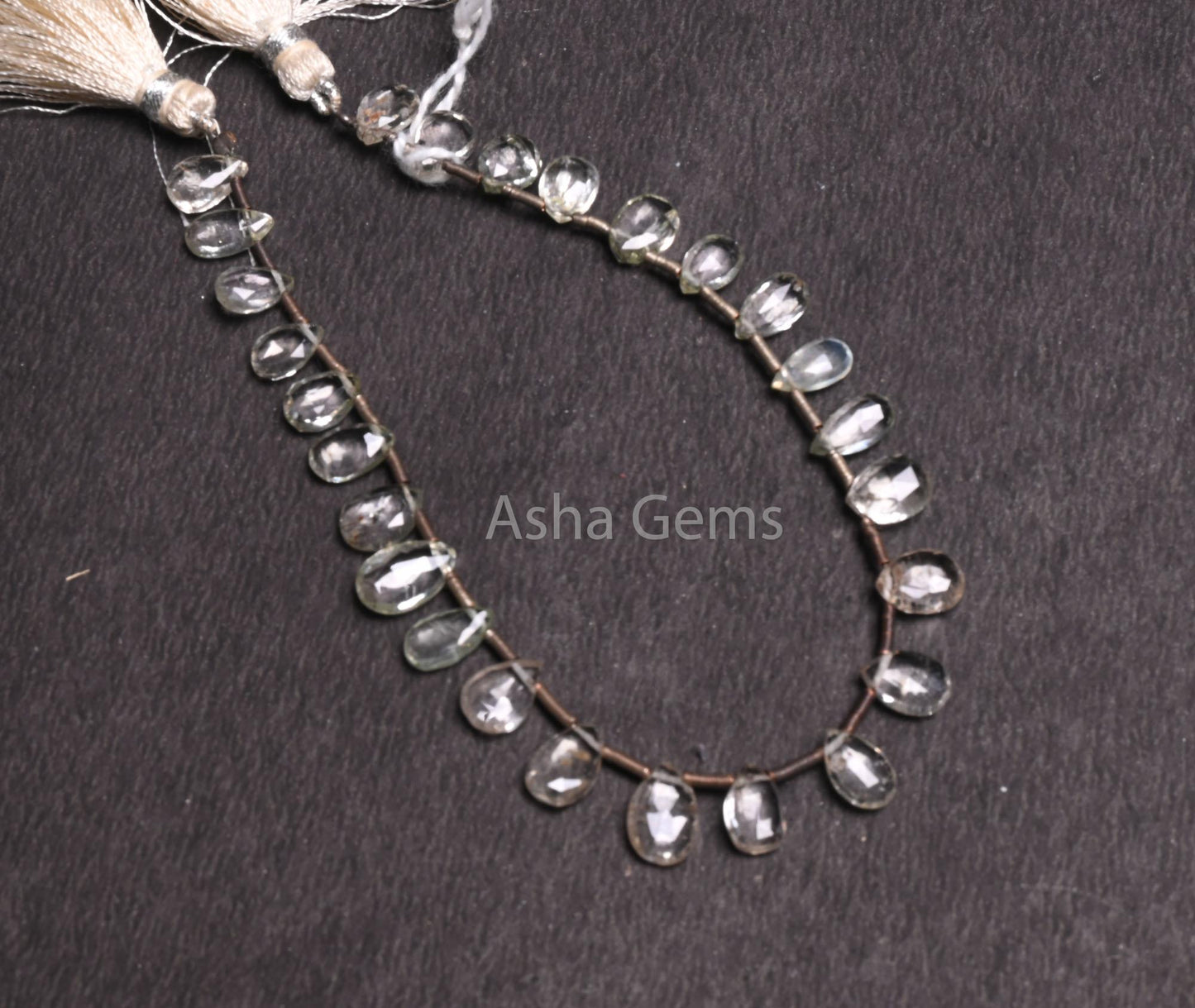 Natural white Topaz Faceted Pear Shape Gemstone Beads,8" Strand Topaz Indian Cut Teardrop Briolette Side Drill Topaz Bead Jewelry Craft SALE (AG 18506 )