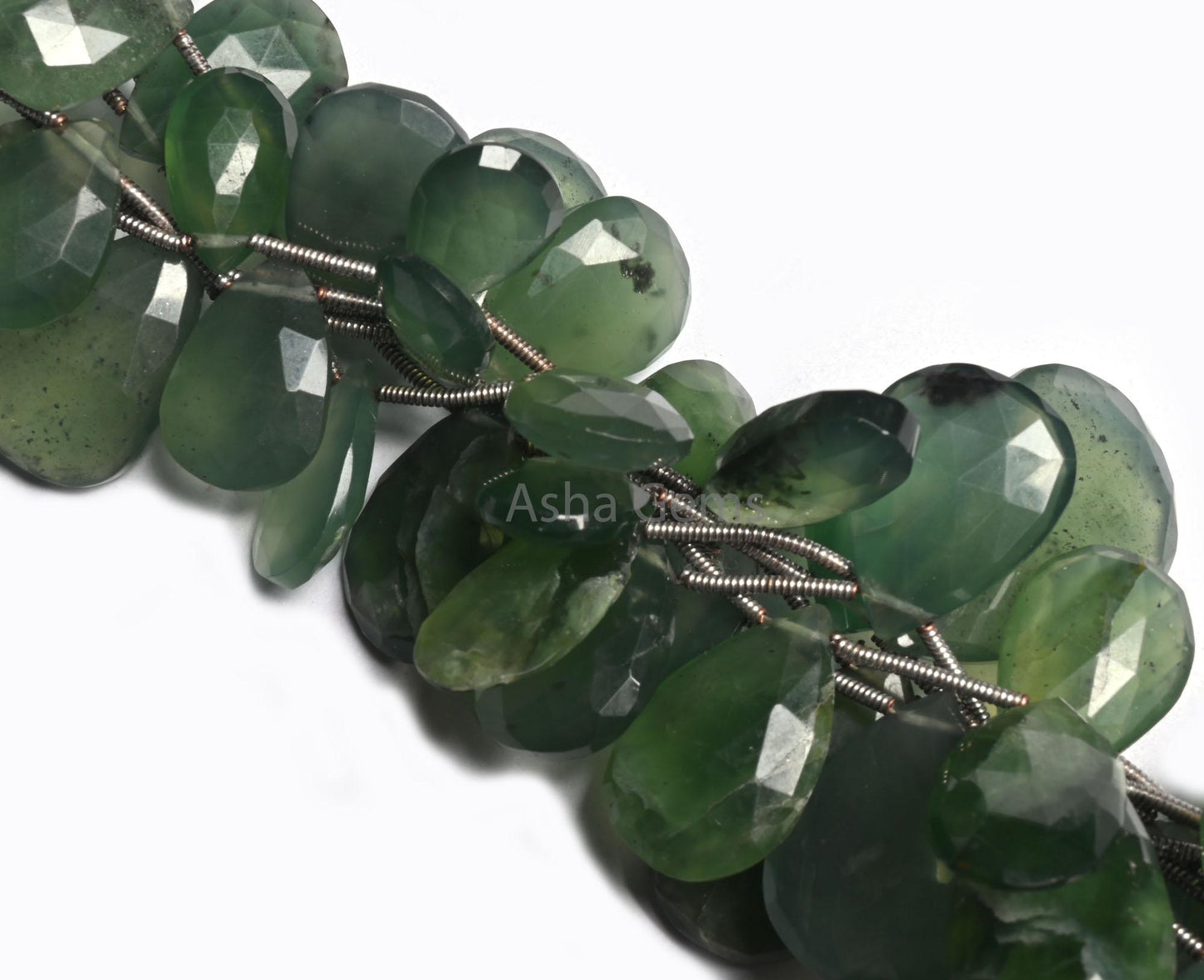 Fine Quality Serpentine faceted Pears Gemstone Loose Beads,8" Natural Green Serpentine Teardrop Briolette Side Drill Bead Jewelry Craft SALE (AG 18524)