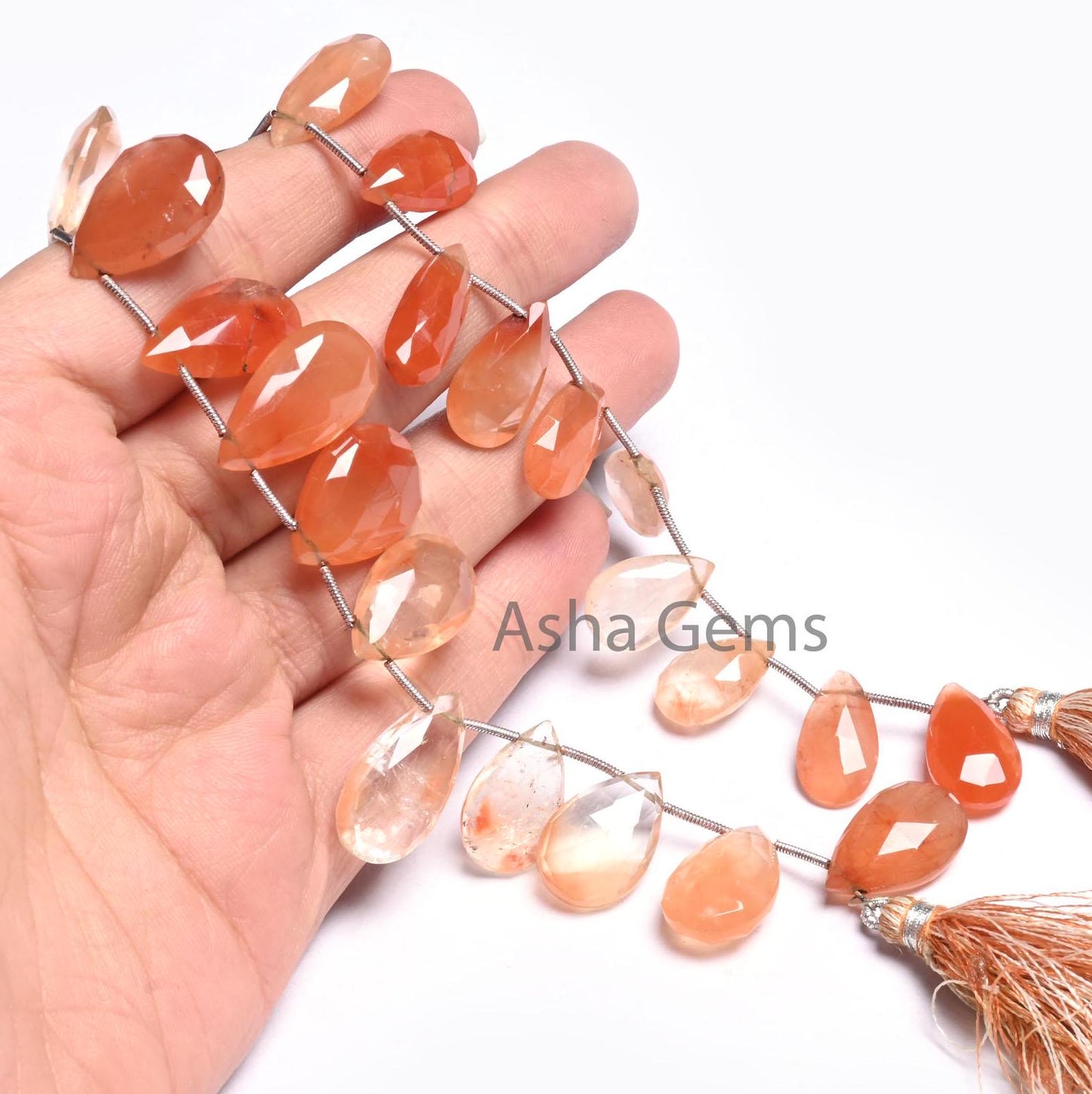 Beautiful Shaded Red Orange Lepidocrocite Faceted Pears Beads,8" Natural Lepidocrocite Teardrop Briolette Gemstone Beads Jewelry making SALE9 (AG 18527)