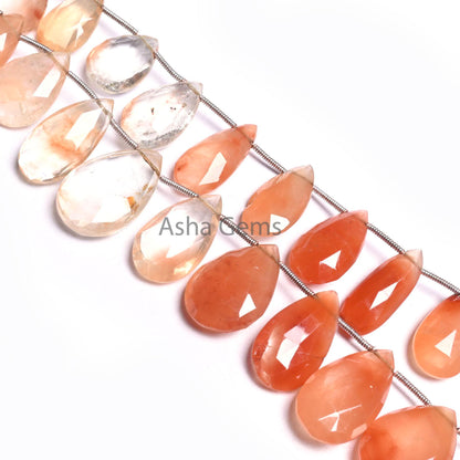 Beautiful Shaded Red Orange Lepidocrocite Faceted Pears Beads,8" Natural Lepidocrocite Teardrop Briolette Gemstone Beads Jewelry making SALE9 (AG 18527)