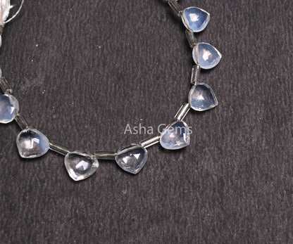 Beautiful Lavender Quartz Faceted Heart Briolette Beads, Fine White Lavender Quartz Fancy Heart Back Side Drill Gemstone Quartz Bead Jewelry (AG 18546)