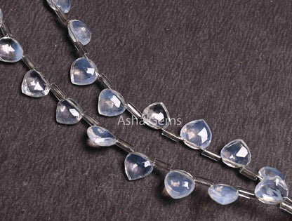 Beautiful Lavender Quartz Faceted Heart Briolette Beads, Fine White Lavender Quartz Fancy Heart Back Side Drill Gemstone Quartz Bead Jewelry (AG 18546)