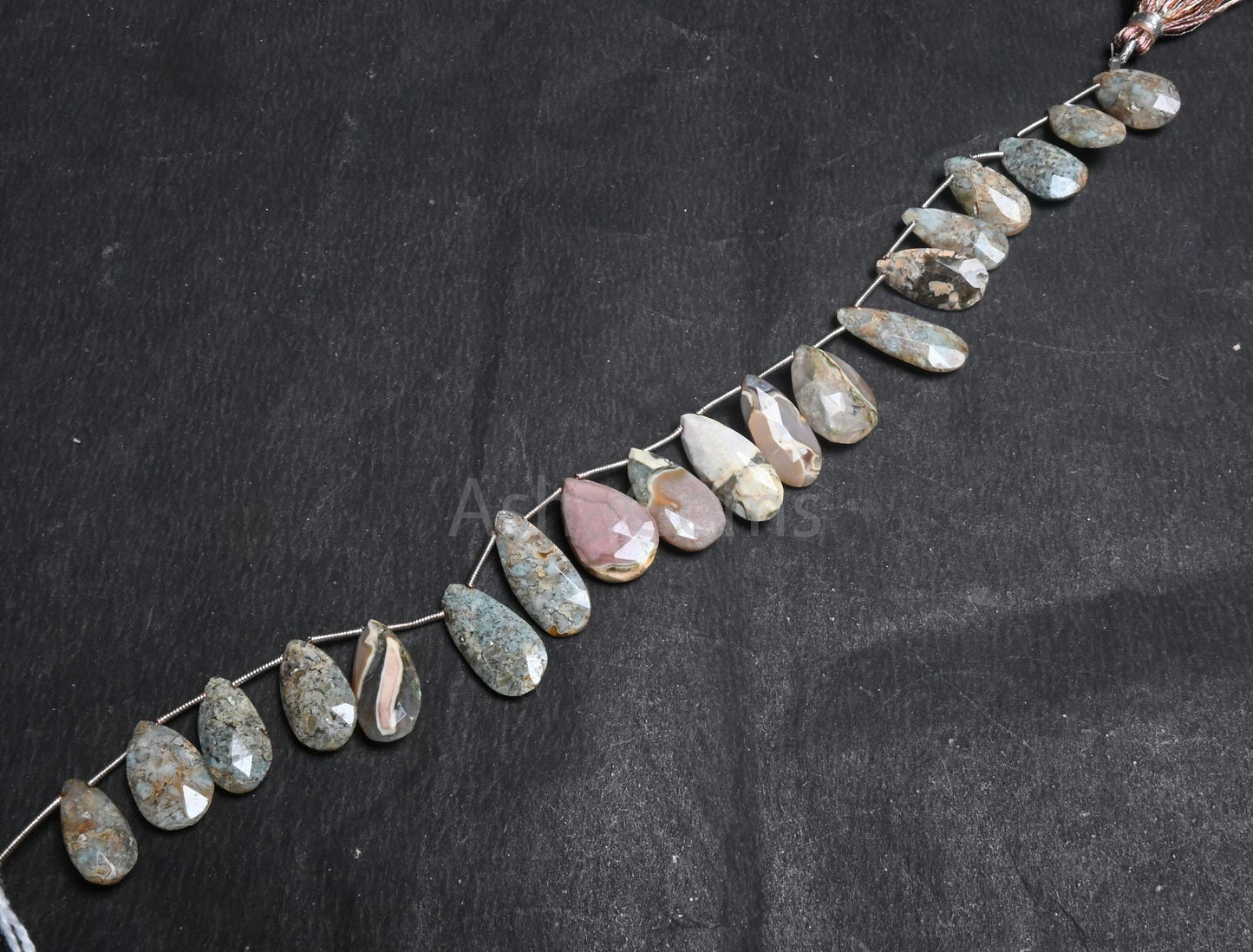 Beautiful Jasper Faceted Pears Shape Beads,8x16-10.5x18 mm Shaded Grey Green jasper Teardrop Briolette jasper Gemstone Beads Jewelry Crafts(AG 18504)