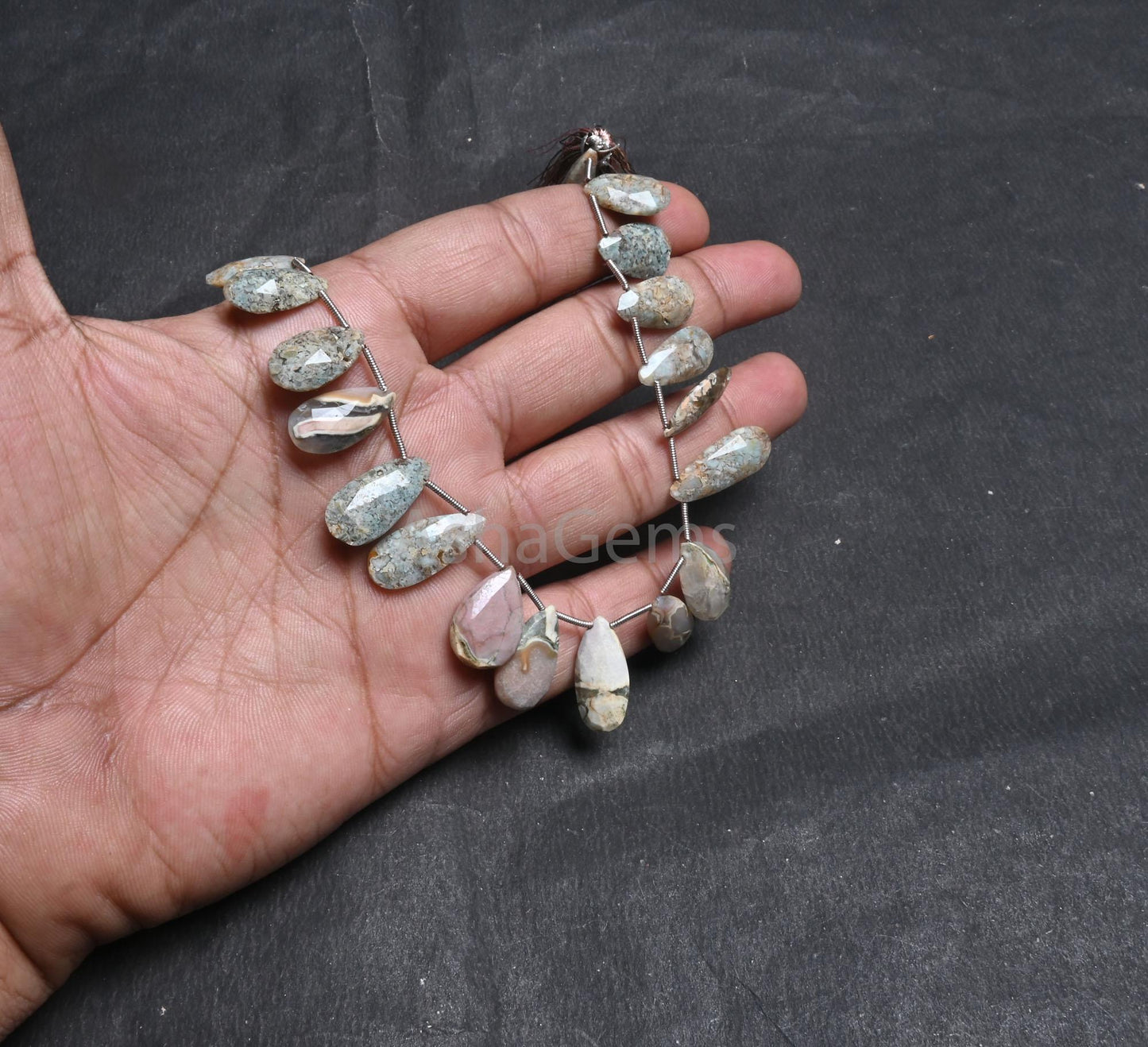 Beautiful Jasper Faceted Pears Shape Beads,8x16-10.5x18 mm Shaded Grey Green jasper Teardrop Briolette jasper Gemstone Beads Jewelry Crafts(AG 18504)