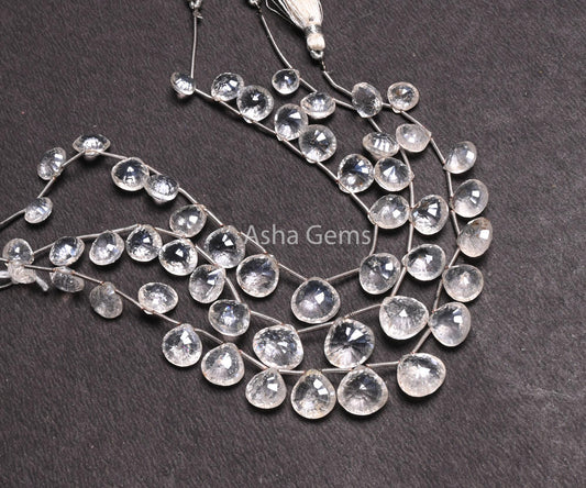 Beautiful Crystal Quartz Silver Coated Fancy Heart Shape Beads,8" Fine Crystal Mystic Coating Faceted Heart Briolette Gemstone Beads Jewelry( AG 18579)