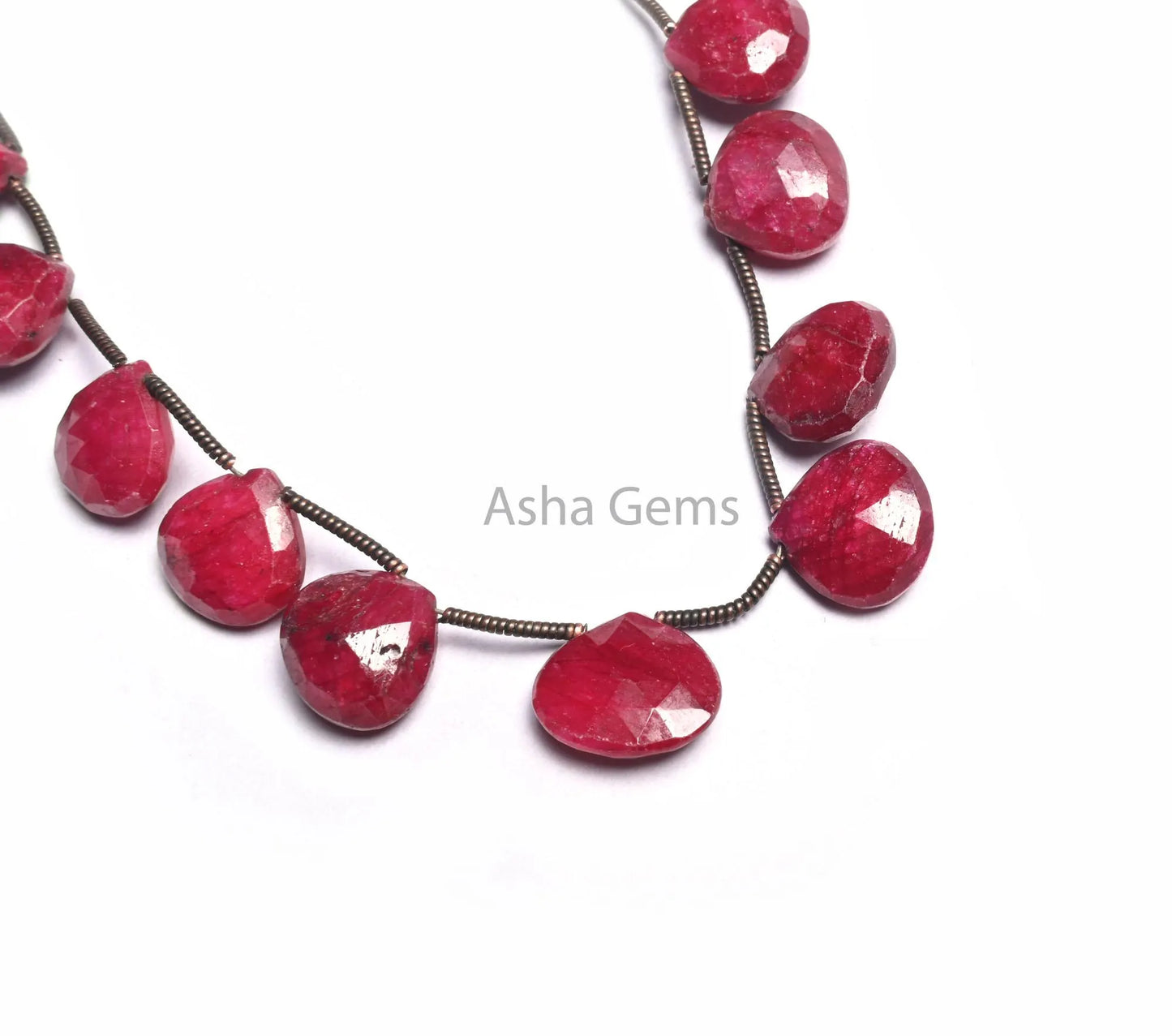 Beautiful Red Ruby Corundum Faceted Heart Shape Beads,105-12 mm Fine Quality Ruby Corundum Heart Briolette Red Ruby Bead Jewelry Crafts SALE (AG 18583)