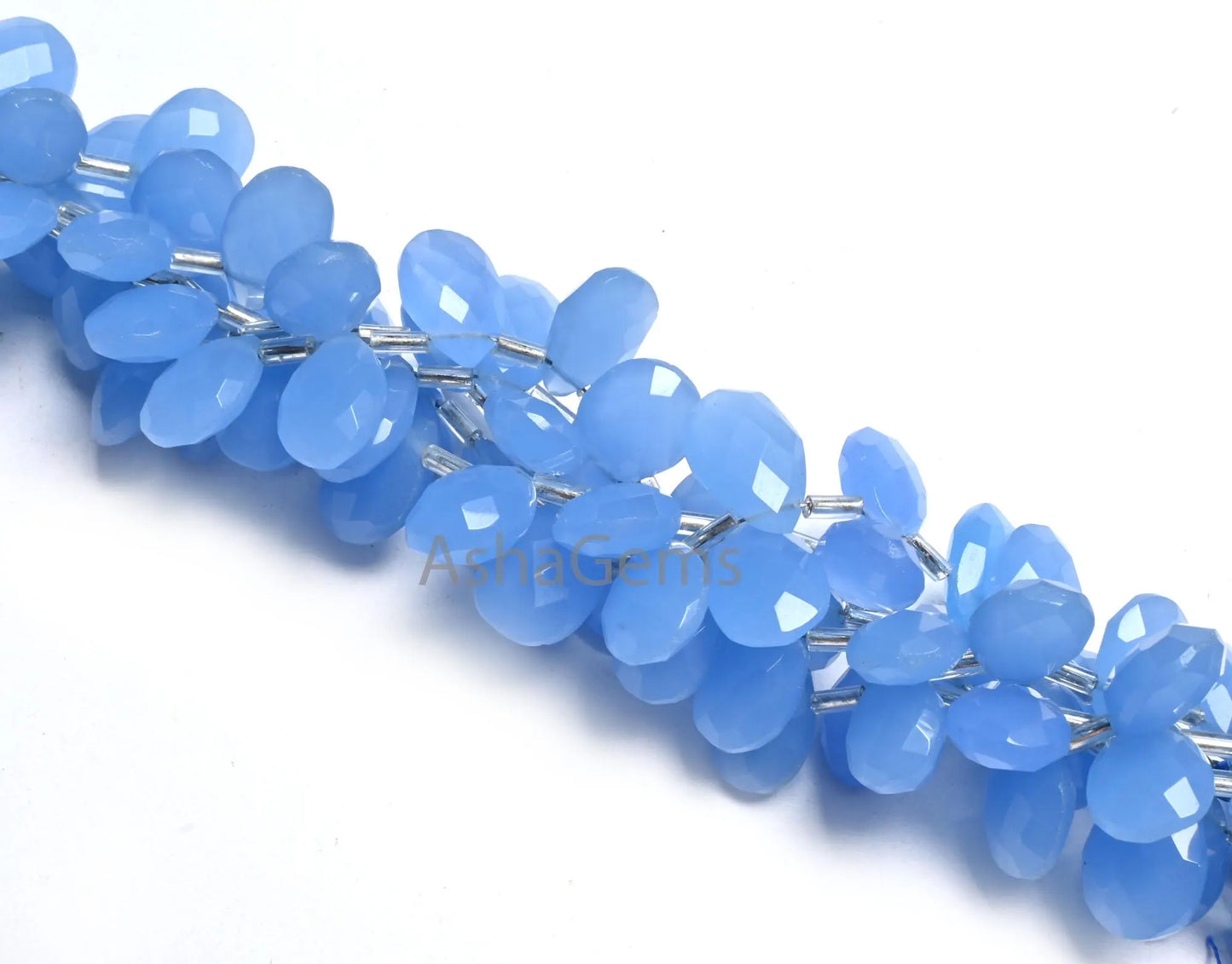 Beautiful Blue Quartz Faceted Pears Shape Beads,8"Strand AAA Quality Light Blue Quartz Hydro Teardrop Side Drill Briolette Bead Jewelry SALE (AG 18590)