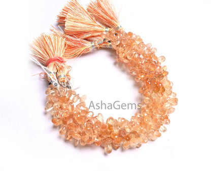 Natural Imperial Topaz faceted Pear Shape Gemstone Beads, Beautiful Shaded Topaz Tiny Teardrop  Briolette Imperial Topaz Beads Jewelry SALE (AG 18629)
