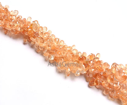 Natural Imperial Topaz faceted Pear Shape Gemstone Beads, Beautiful Shaded Topaz Tiny Teardrop  Briolette Imperial Topaz Beads Jewelry SALE (AG 18629)