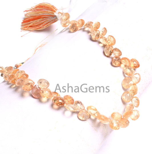 Beautiful Shaded Imperial Topaz faceted Heart Gemstone Beads,5.5-6.5 mm Natural Imperial Topaz Tiny Heart Briolette Topaz Beads Jewelry SALE (AG 18630)