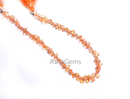 AAA Quality Natural Sapphire faceted Pears Tiny Gemstone Beads, Fine Dark Yellow- Orange Sapphire Briolette Sapphire Bead Jewelry Craft SALE(AG 18632)