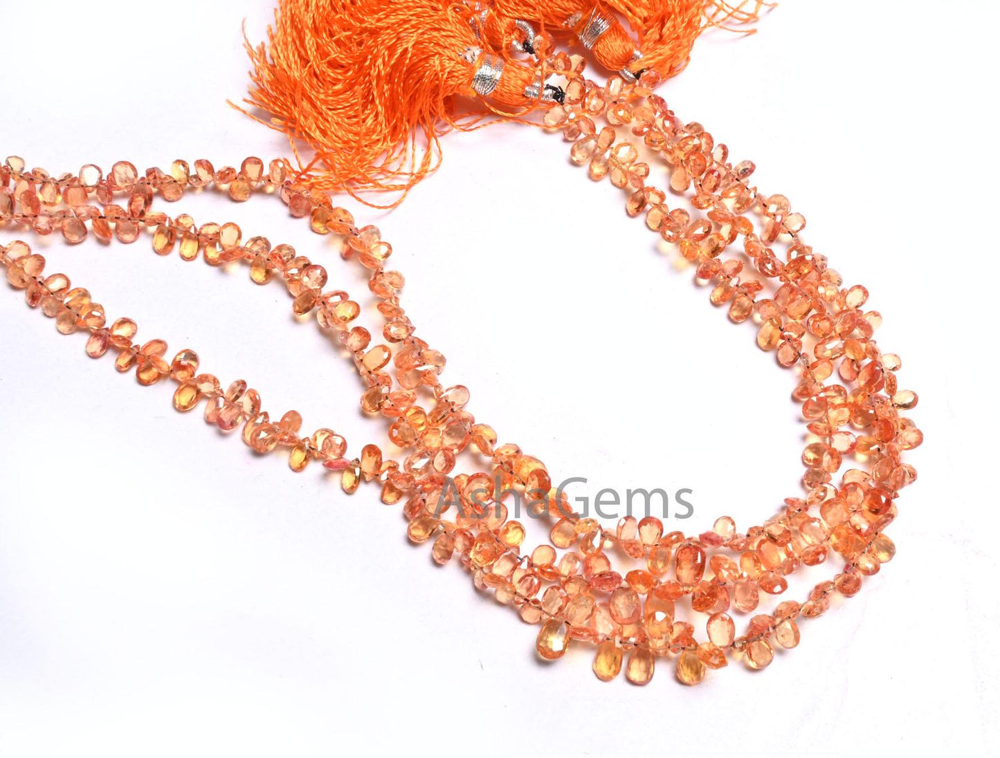 AAA Quality Natural Sapphire faceted Pears Tiny Gemstone Beads, Fine Dark Yellow- Orange Sapphire Briolette Sapphire Bead Jewelry Craft SALE(AG 18632)