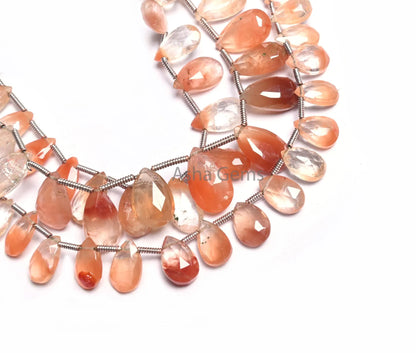 Natural Lepidocrocite Faceted Pears Shape Beads,8"Strand Shaded Red Orange Lepidocrocite Teardrop Briolette Gemstone Bead Jewelry Craft SALE (AG 18493)
