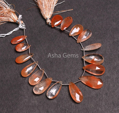 Beautiful Lepidocrocite Faceted Pears Gemstone Beads,8" Shaded Natural Lepidocrocite Big Size Teardrop Briolette Lepidocrocite Beads Jewelry (AG 18499)