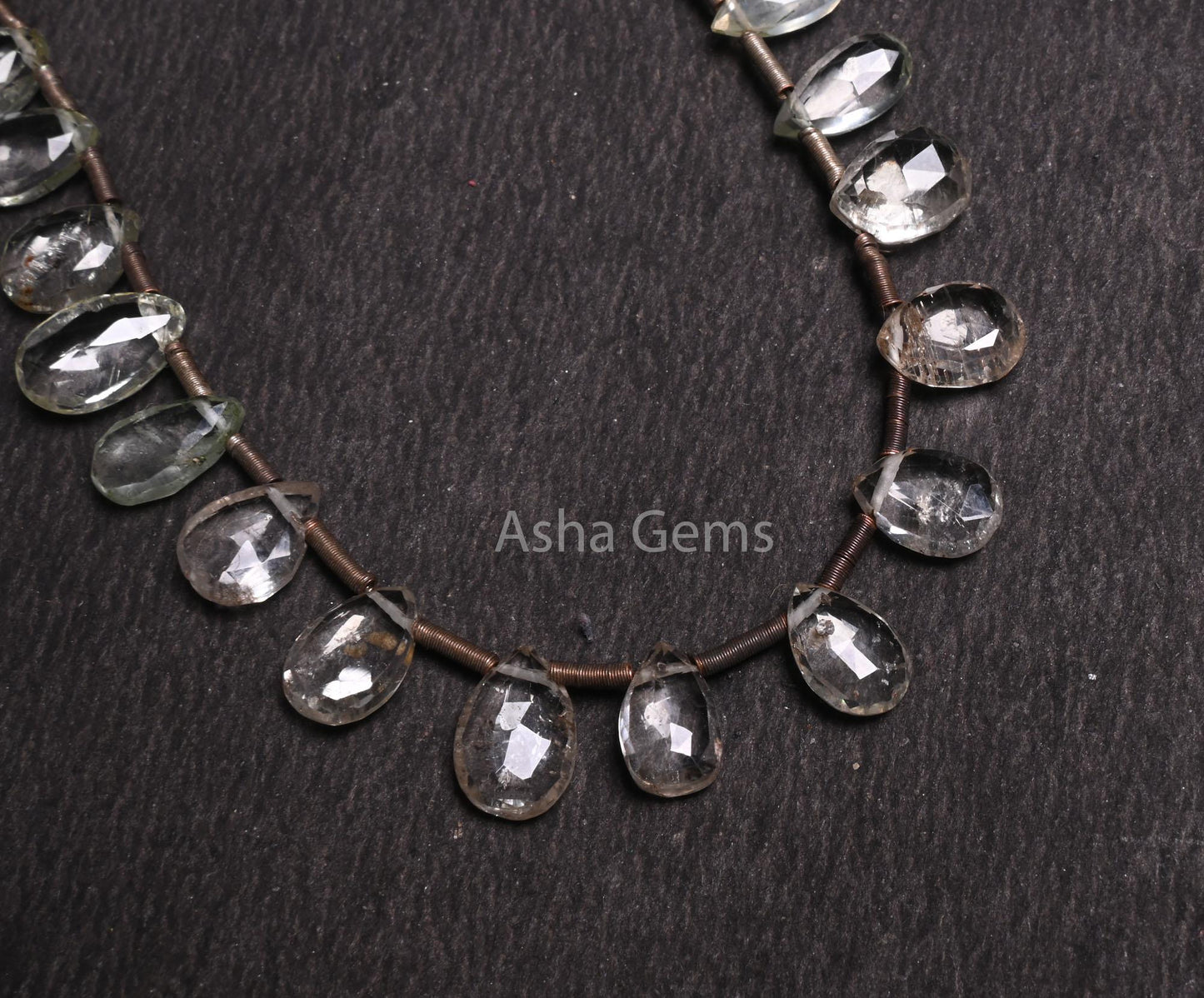 Natural white Topaz Faceted Pear Shape Gemstone Beads,8" Strand Topaz Indian Cut Teardrop Briolette Side Drill Topaz Bead Jewelry Craft SALE (AG 18506 )