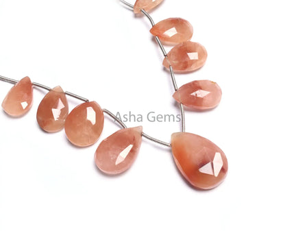 Natural Lepidocrocite Faceted Pears Shape Gemstone Beads,8"Shaded Red Orange Lepidocrocite Teardrop Briolette Bead Jewelry Making Craft SALE (AG 18521 )